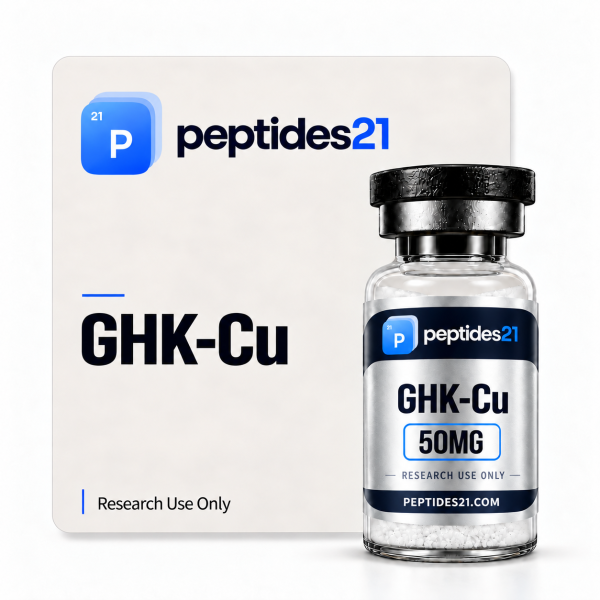 GHK-Cu research peptide vial by Peptides21