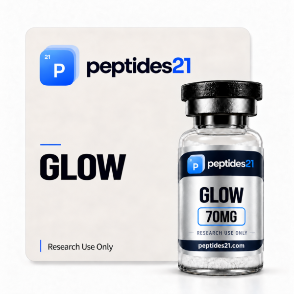 GLOW research peptide vial by Peptides21