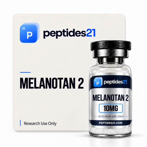 Melanotan 2 research peptide vial by Peptides21