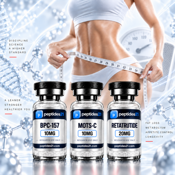Metabolic Bundle research peptide vial by Peptides21